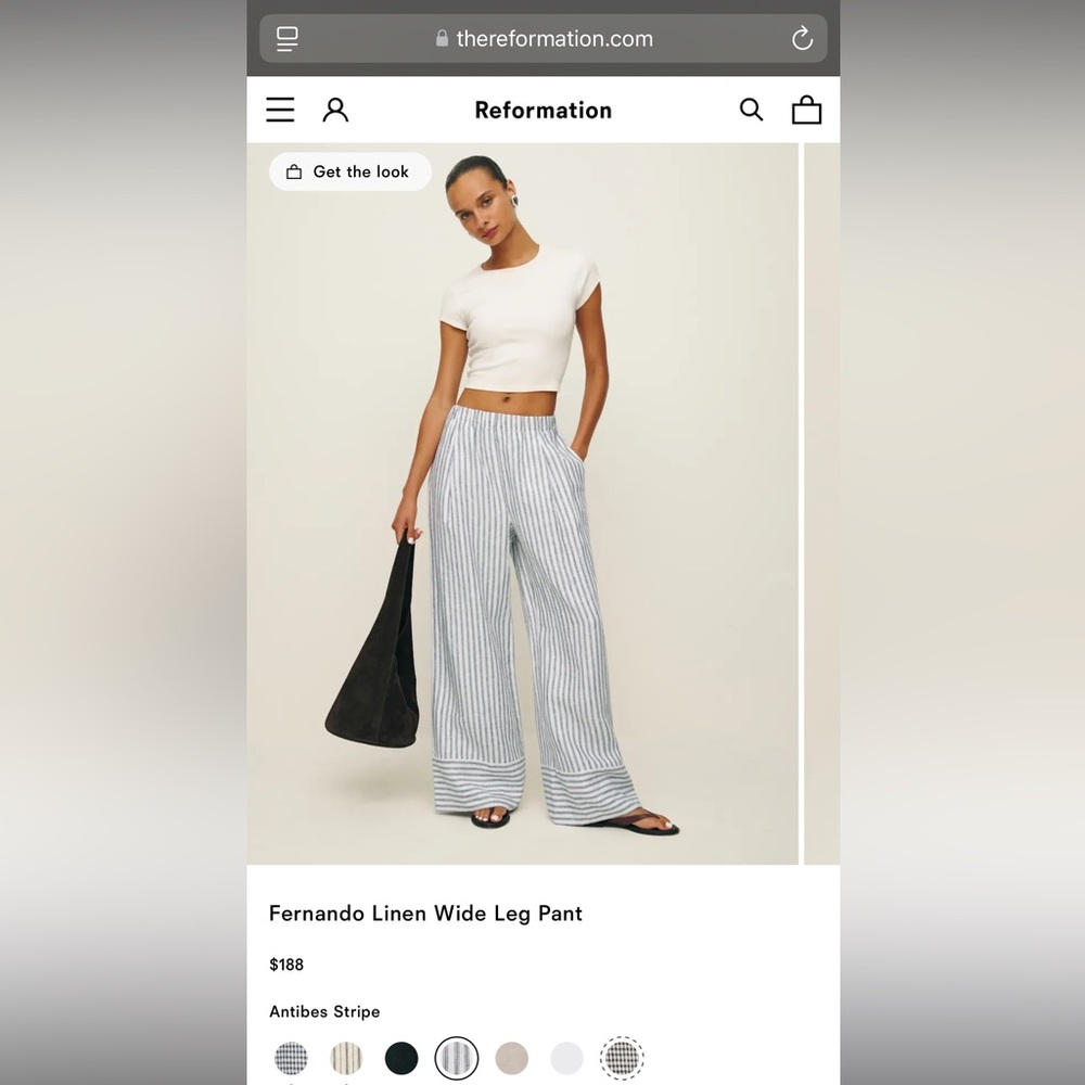 Reformation Fernando Striped Wide Leg Pants - Blue and White